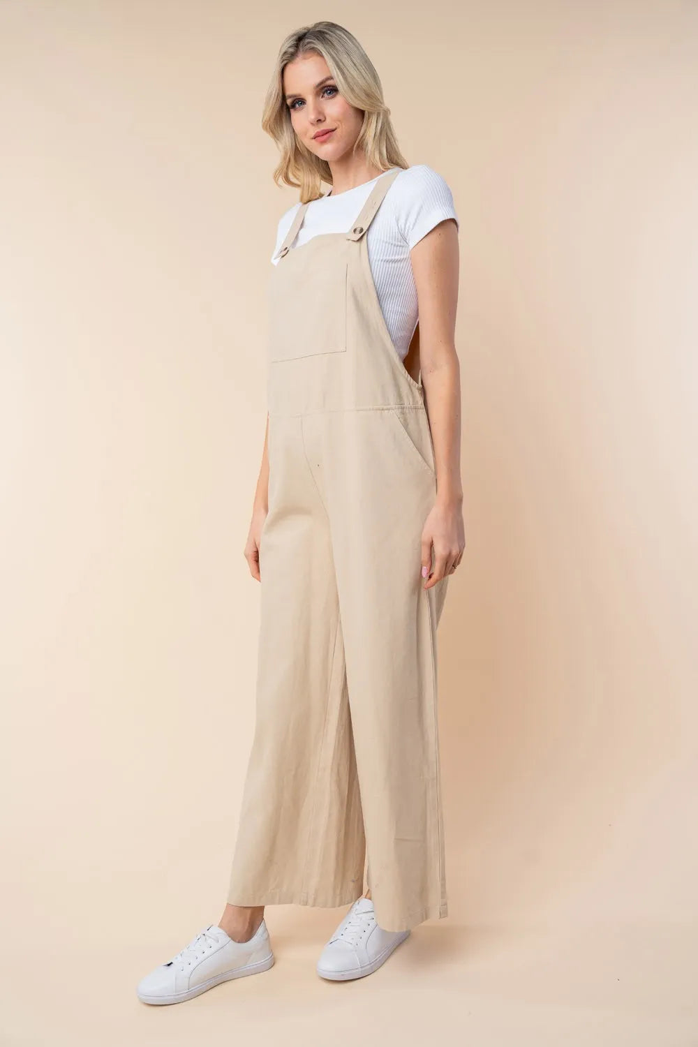 White Birch Sleeveless Wide Leg Jumpsuit - Drazelle Store