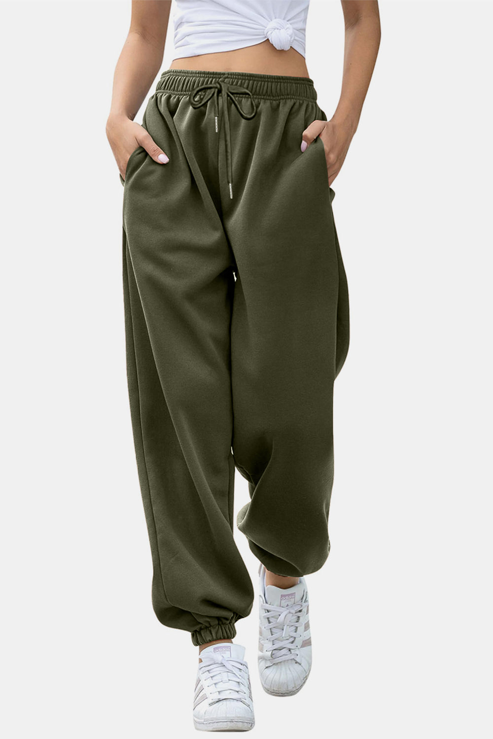 Elastic Waist Sweatpants with Pockets - Drazelle Store