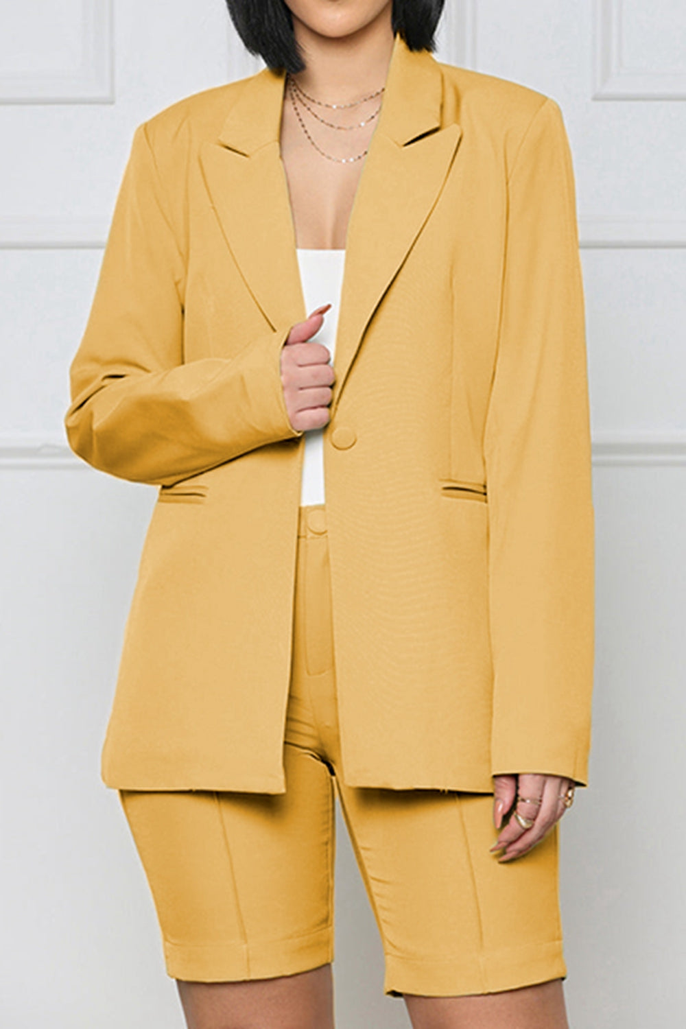 Long Sleeve Blazer and Shorts Set - Drazelle Store