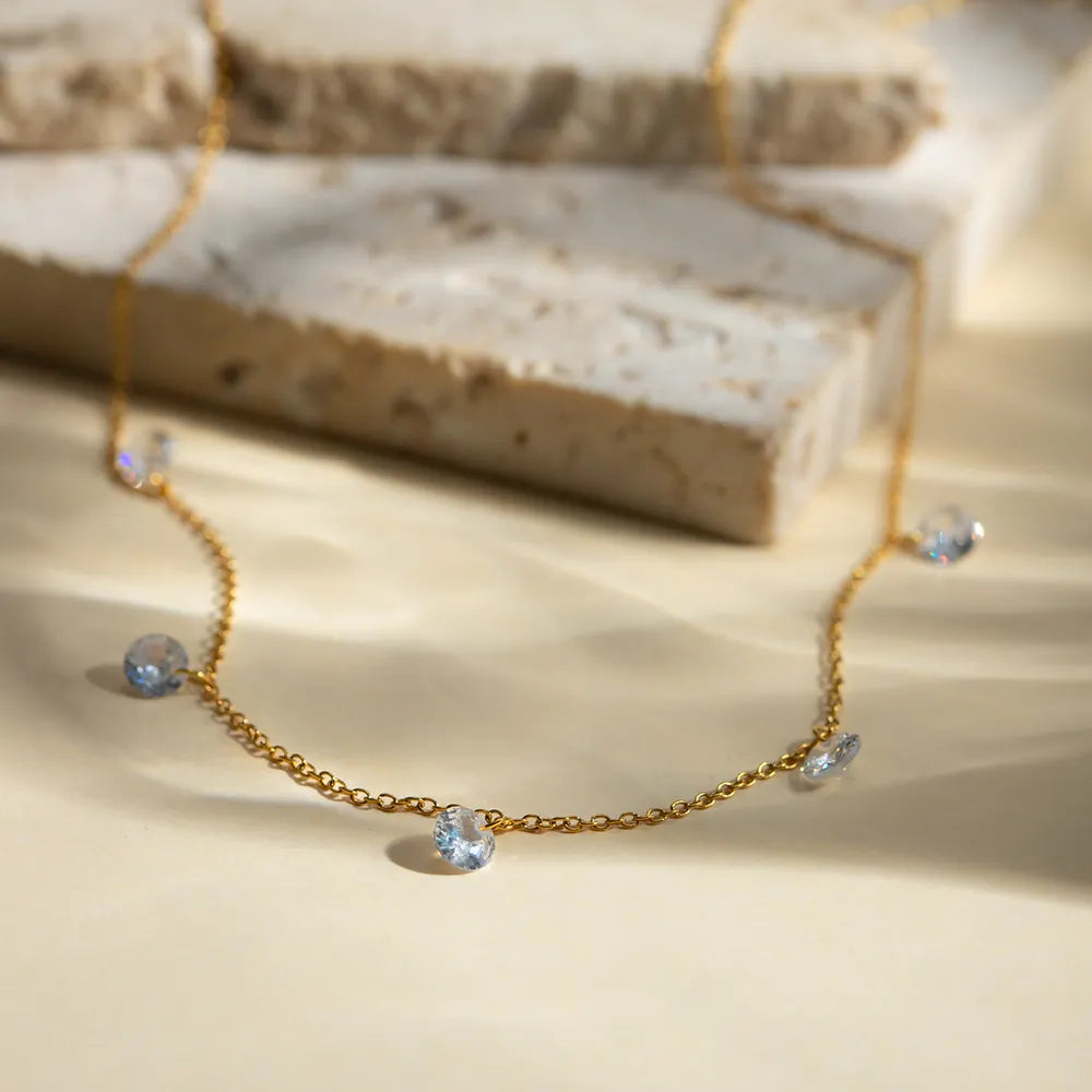 Stainless Steel Rhinestone Charm Necklace - Drazelle Store