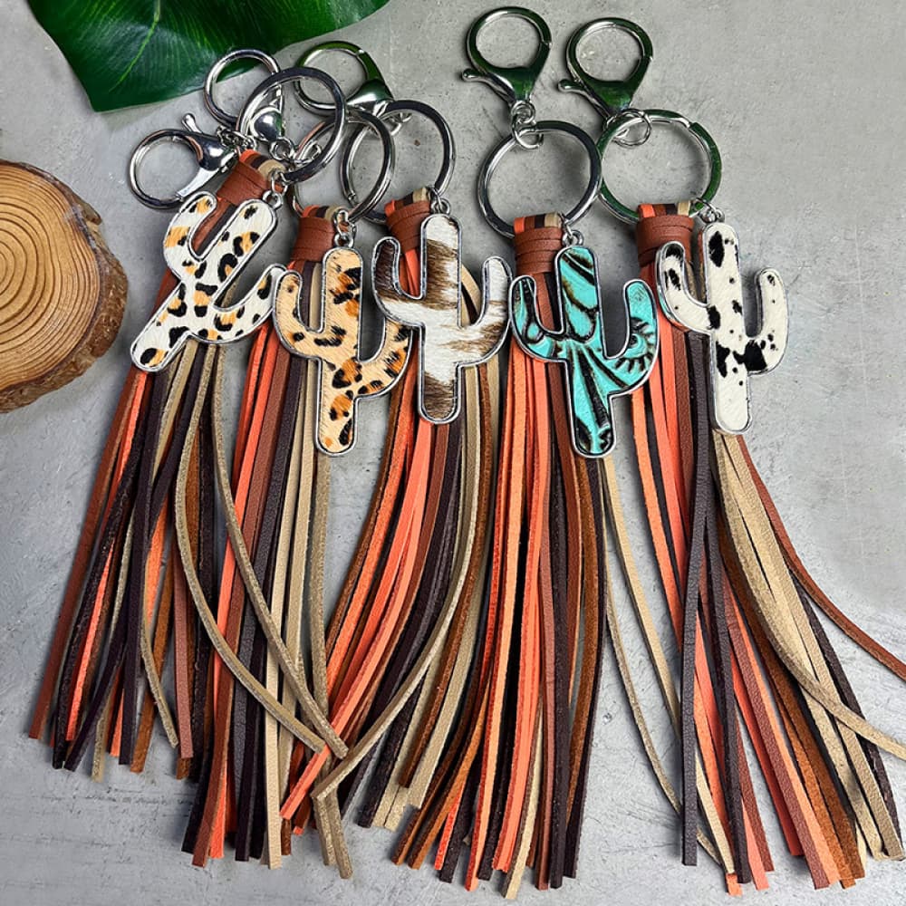 Cactus Keychain with Tassel - Drazelle Store