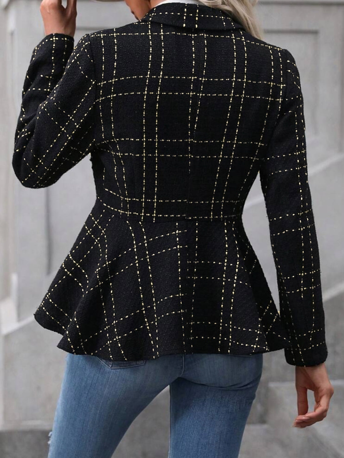 Ruffle Hem Collared Blazer - Drazelle Store