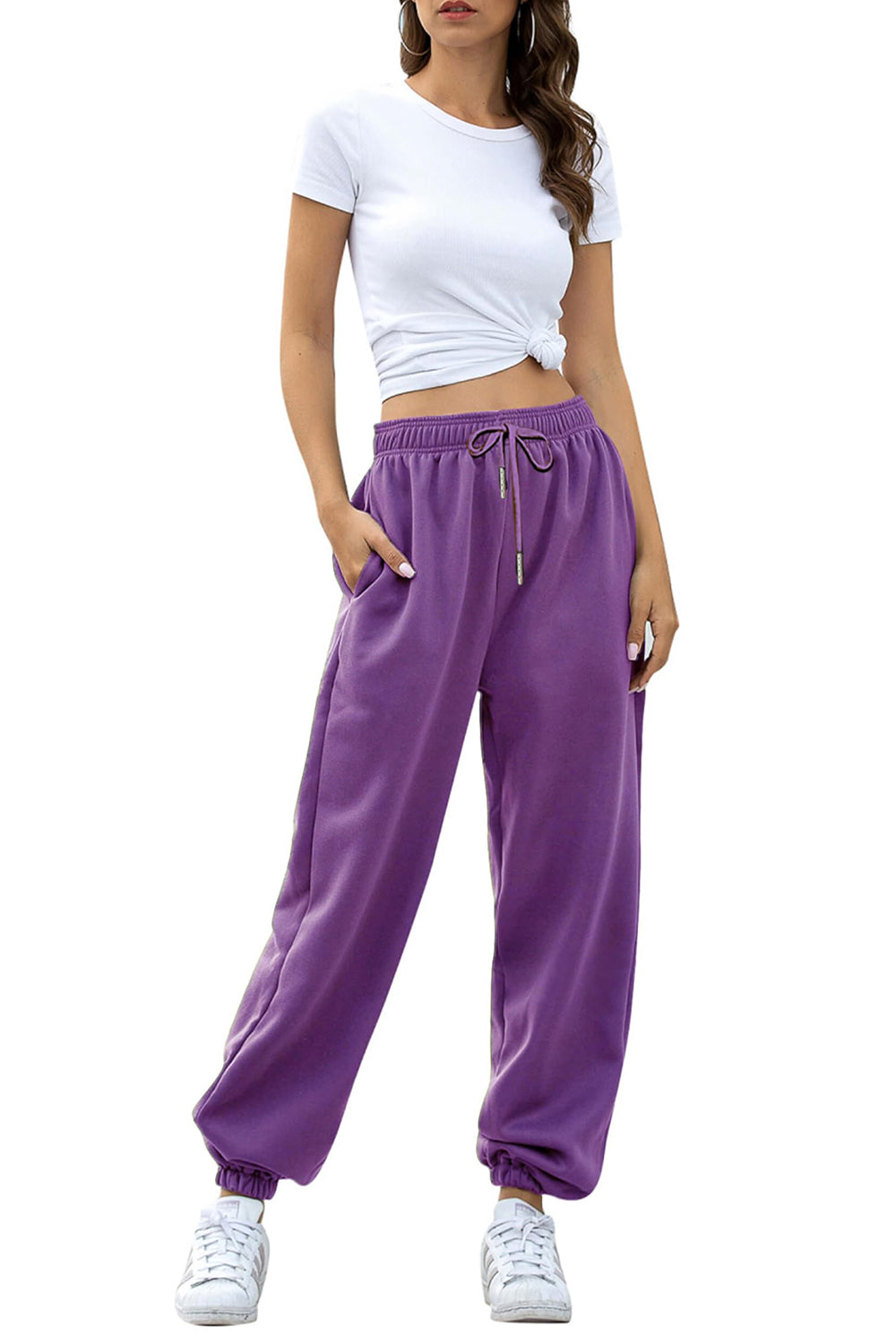 Elastic Waist Sweatpants with Pockets - Drazelle Store