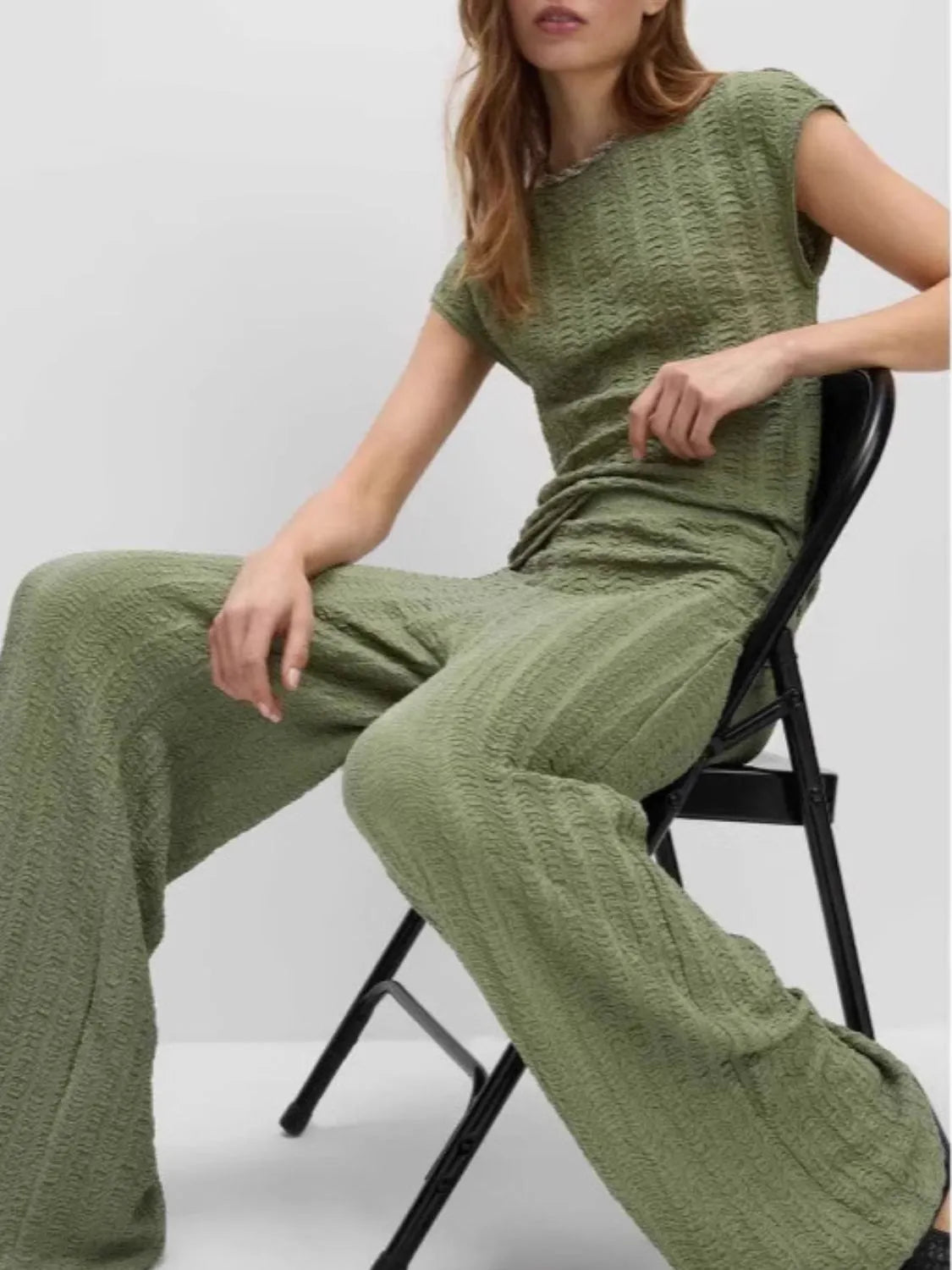 Round Neck Cap Sleeve Top and Pants Set - Drazelle Store