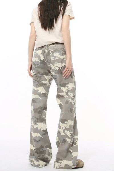 Camouflage Bootcut Jeans with Pockets - Drazelle Store
