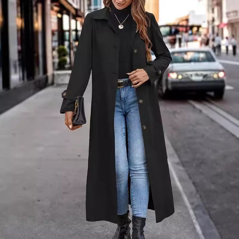 Button Long Trench Coat