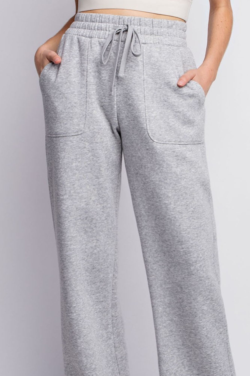 Faith Apparel Drawstring Straight Leg Slit Sweatpants - Drazelle Store