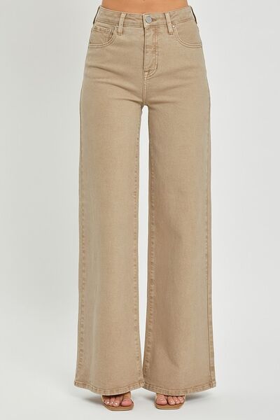RISEN Full Size Tummy Control High Rise Wide Leg Jeans Plus Size - Drazelle Store