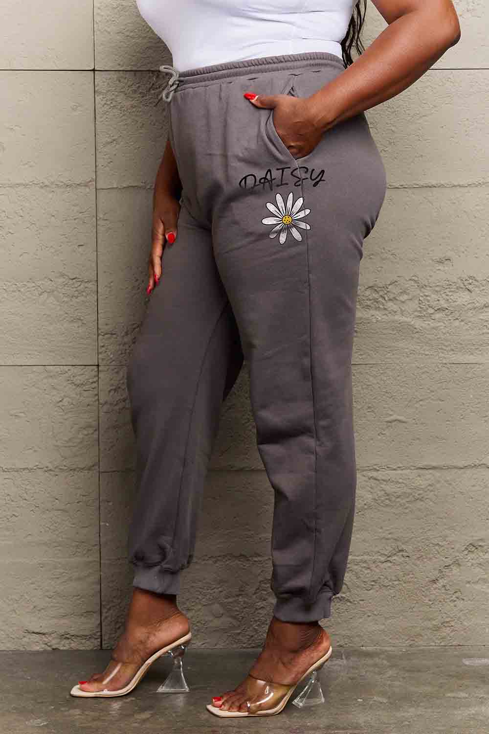 Drawstring DAISY Graphic Long Sweatpants - Drazelle Store