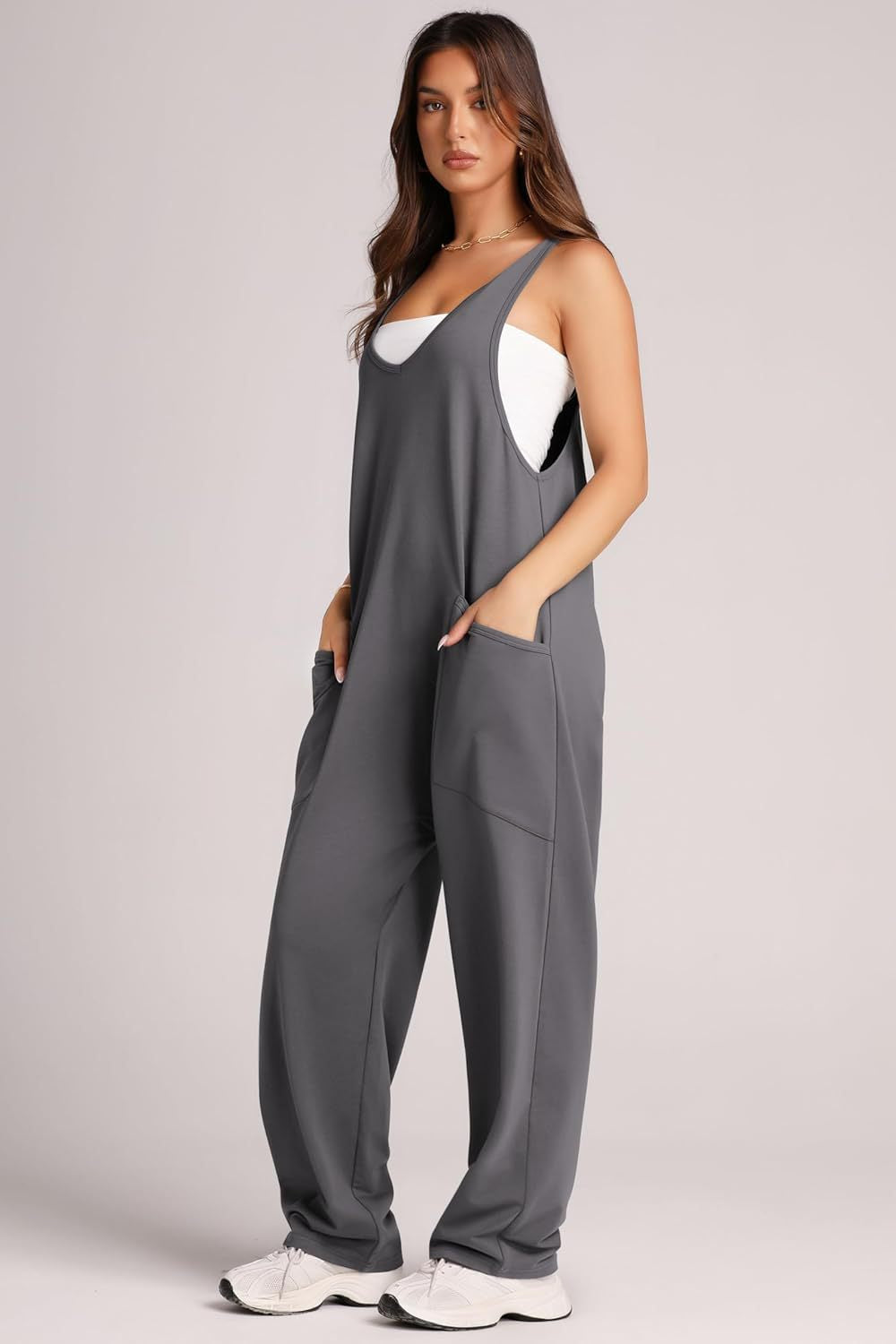 Lovelet V-Neck Wide Strap Overalls - Drazelle Store