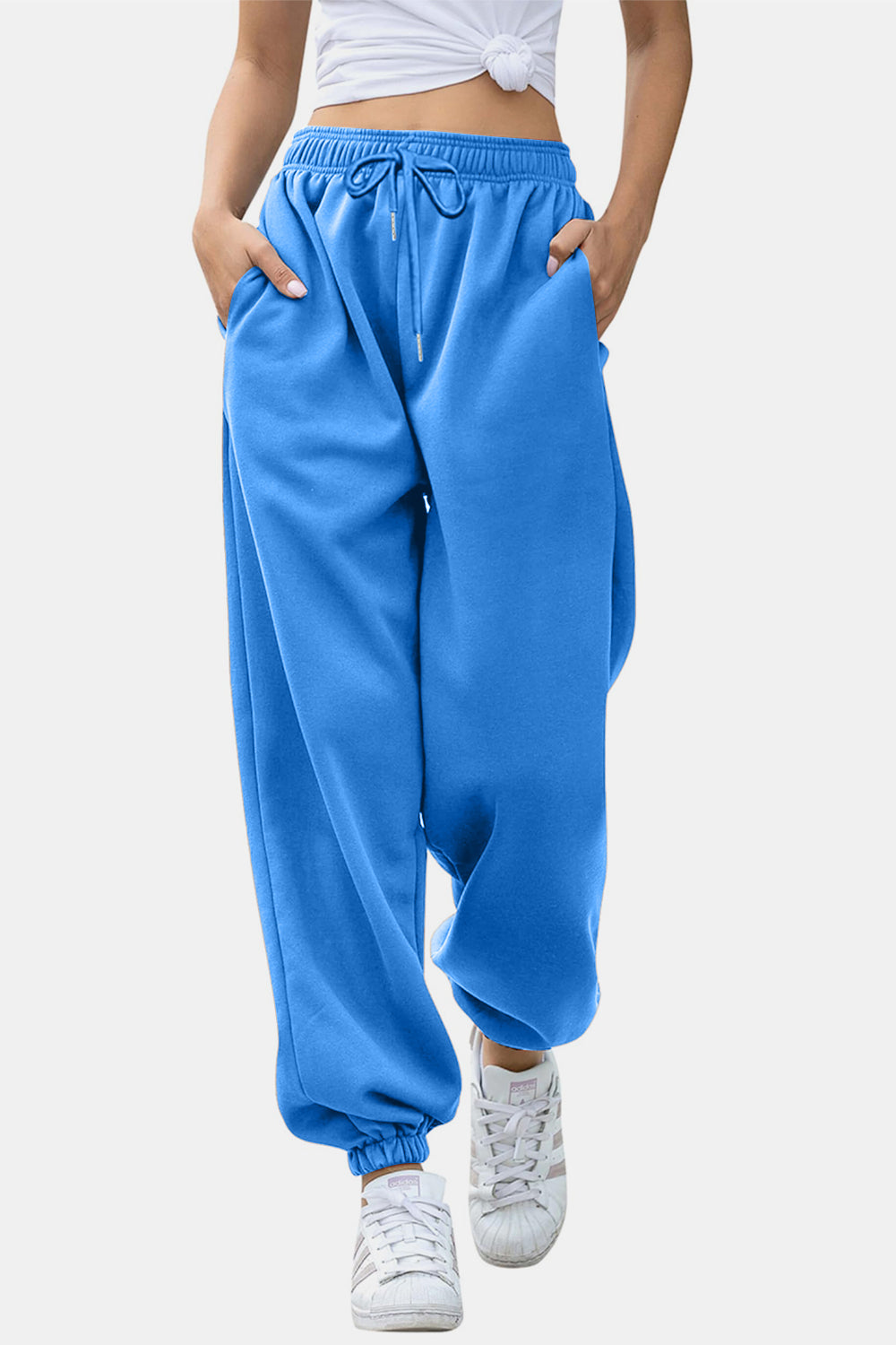 Elastic Waist Sweatpants with Pockets - Drazelle Store