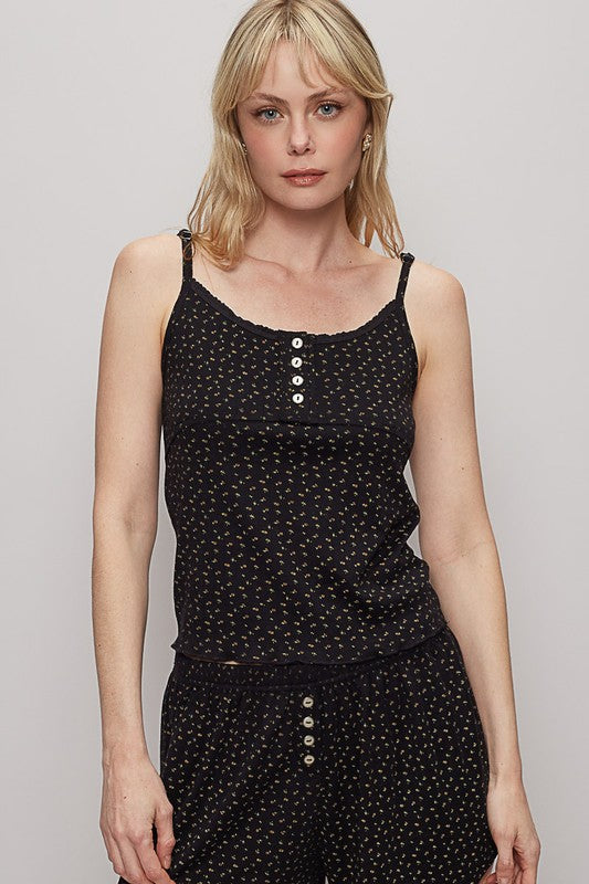 POL Floral Scoop Neck Adjustable Strap Cami - Drazelle Store
