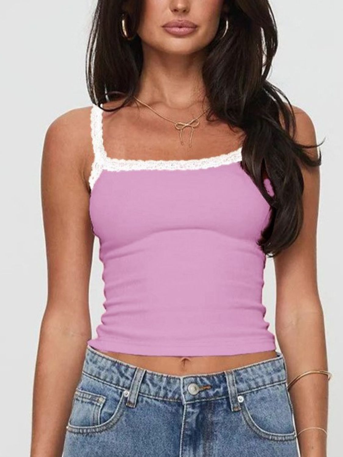 Lace Detail Cropped Cami - Drazelle Store