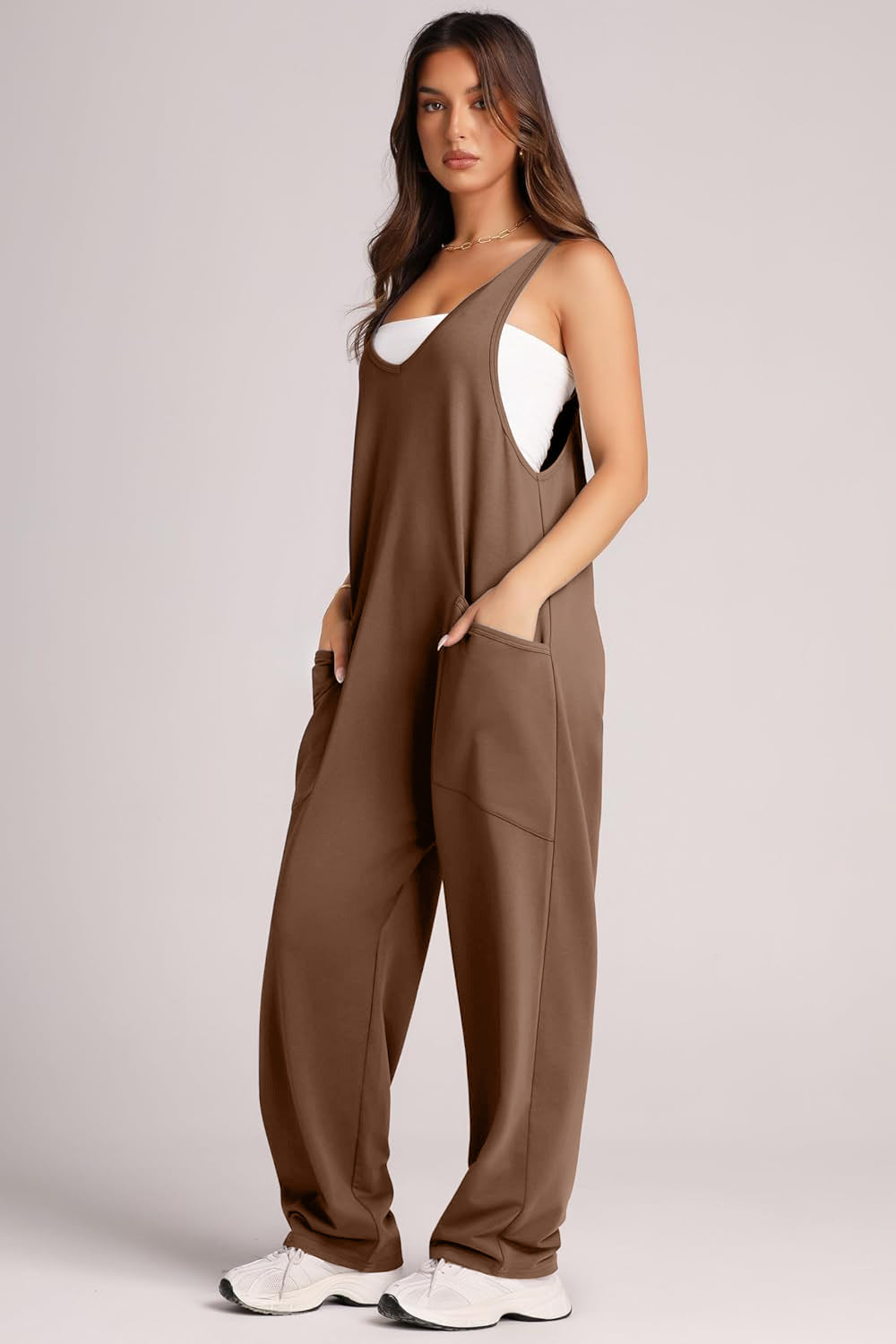 Lovelet V-Neck Wide Strap Overalls - Drazelle Store
