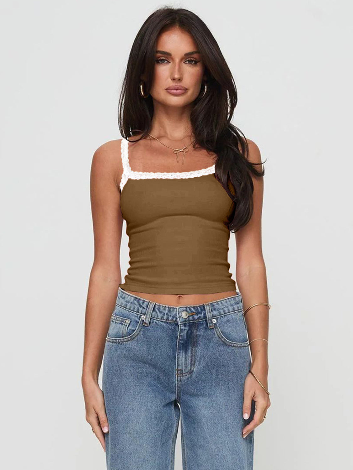 Lace Detail Cropped Cami - Drazelle Store