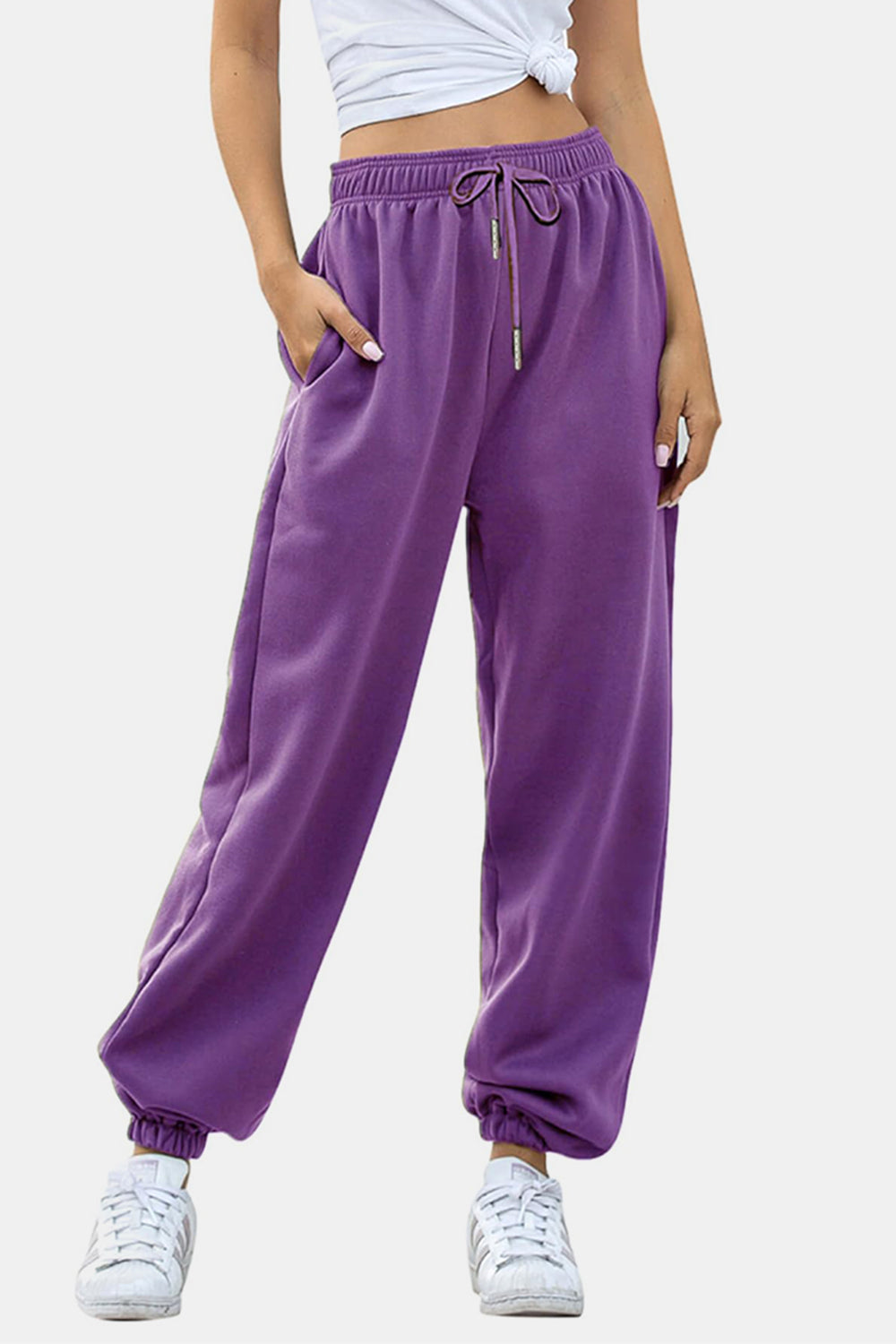 Elastic Waist Sweatpants with Pockets - Drazelle Store