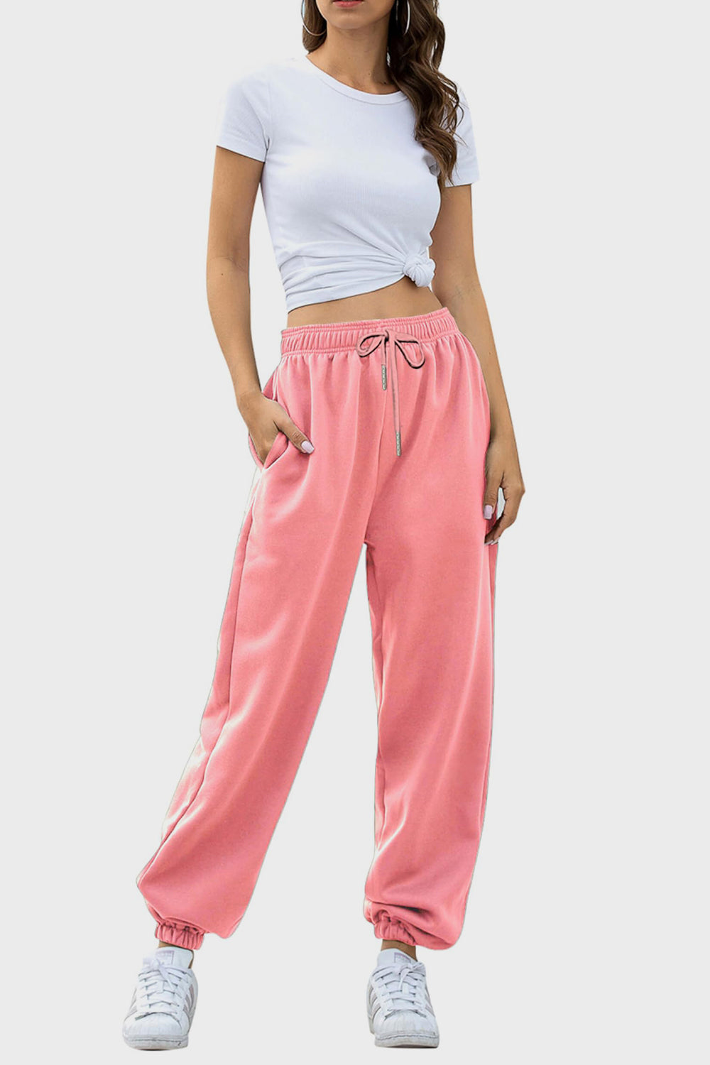 Elastic Waist Sweatpants with Pockets - Drazelle Store