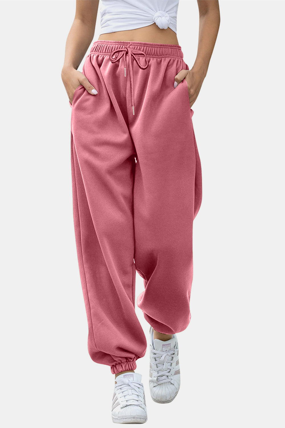 Elastic Waist Sweatpants with Pockets - Drazelle Store