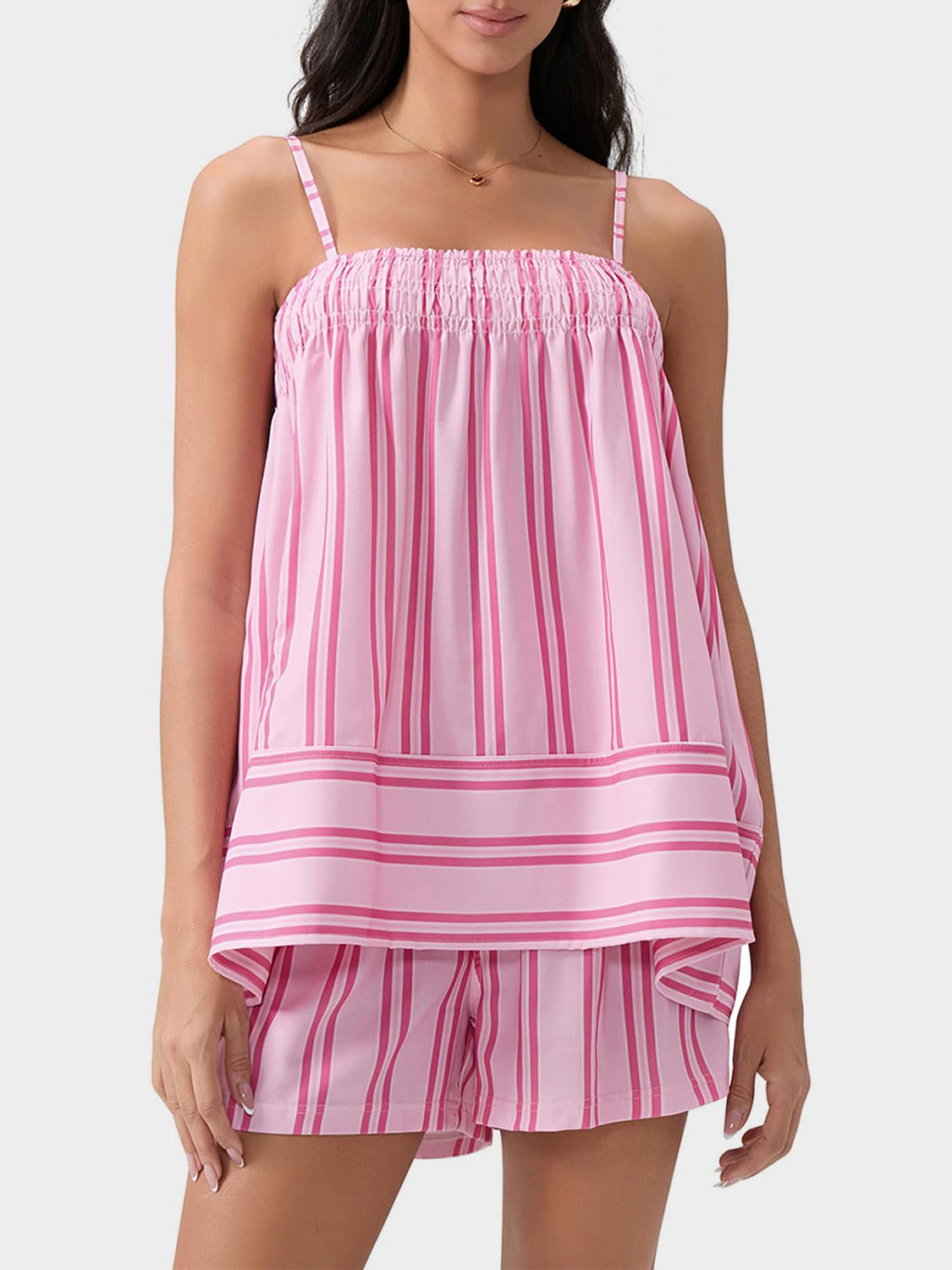 Smocked Square Neck Cami and Shorts Set - Drazelle Store