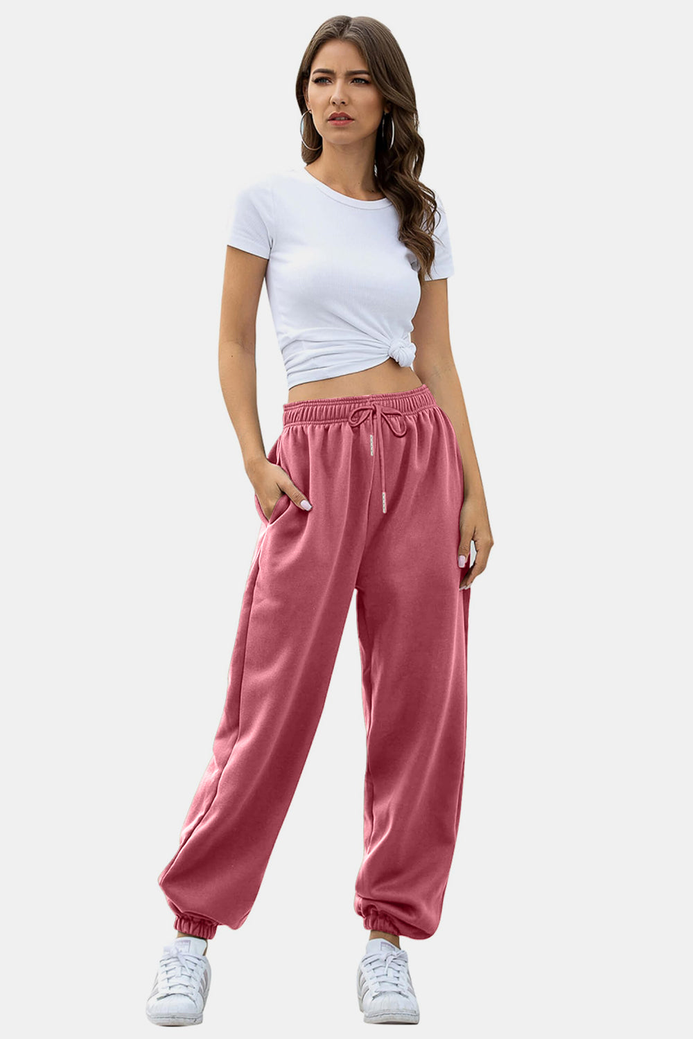 Elastic Waist Sweatpants with Pockets - Drazelle Store