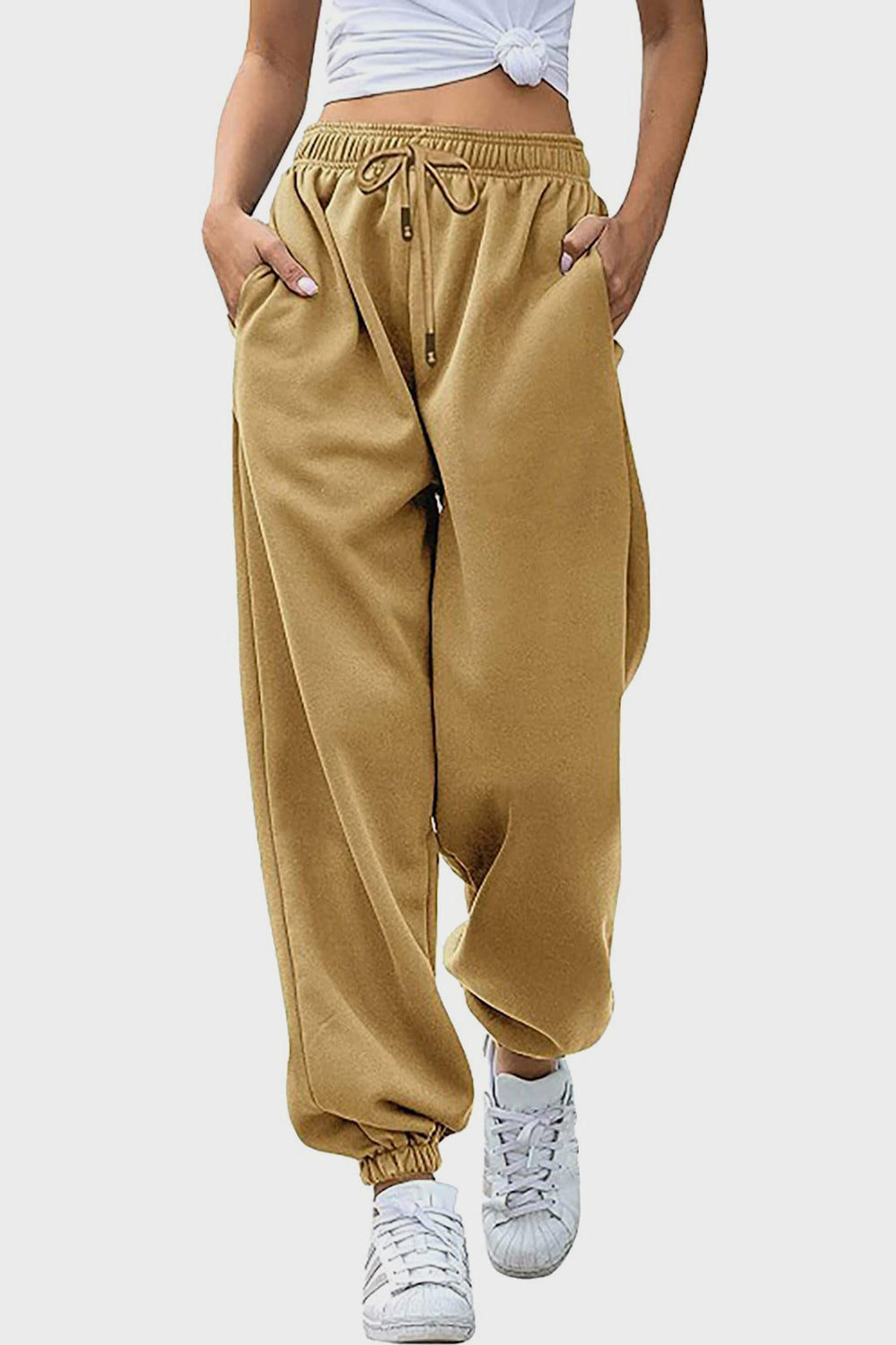 Elastic Waist Sweatpants with Pockets - Drazelle Store