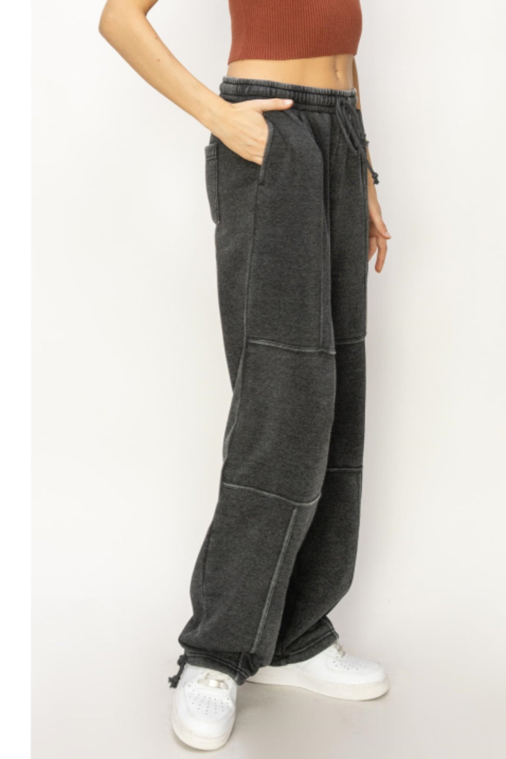 Stitched Design Drawstring Sweatpants - Drazelle Store