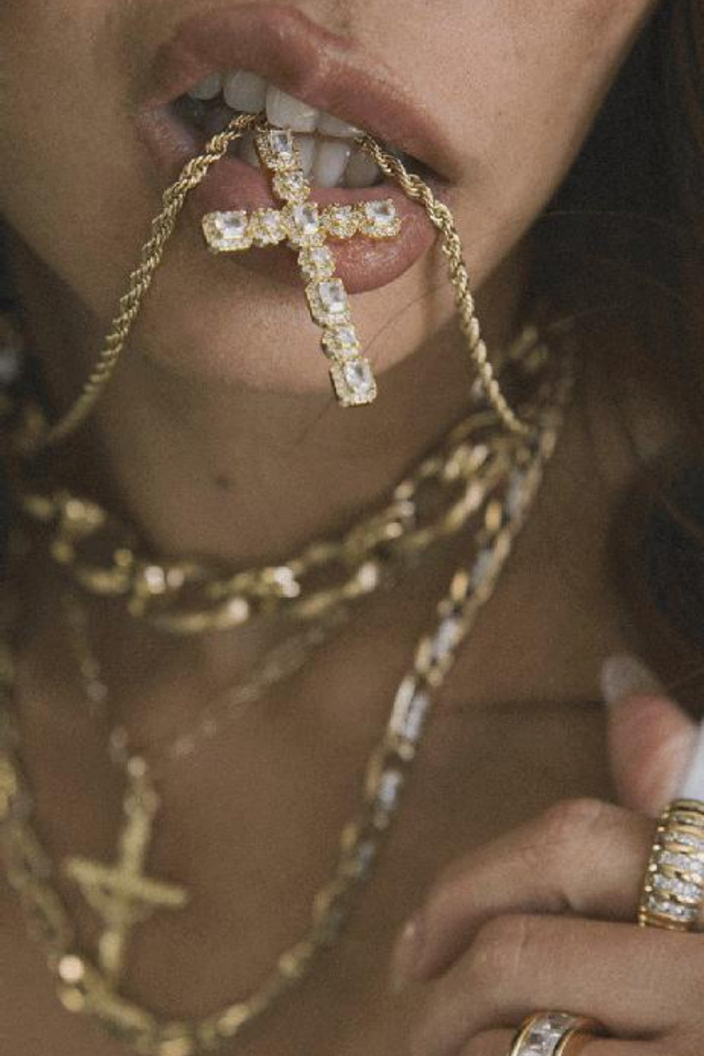 Brass Inlaid Zircon Cross Pendant Necklace - Drazelle Store