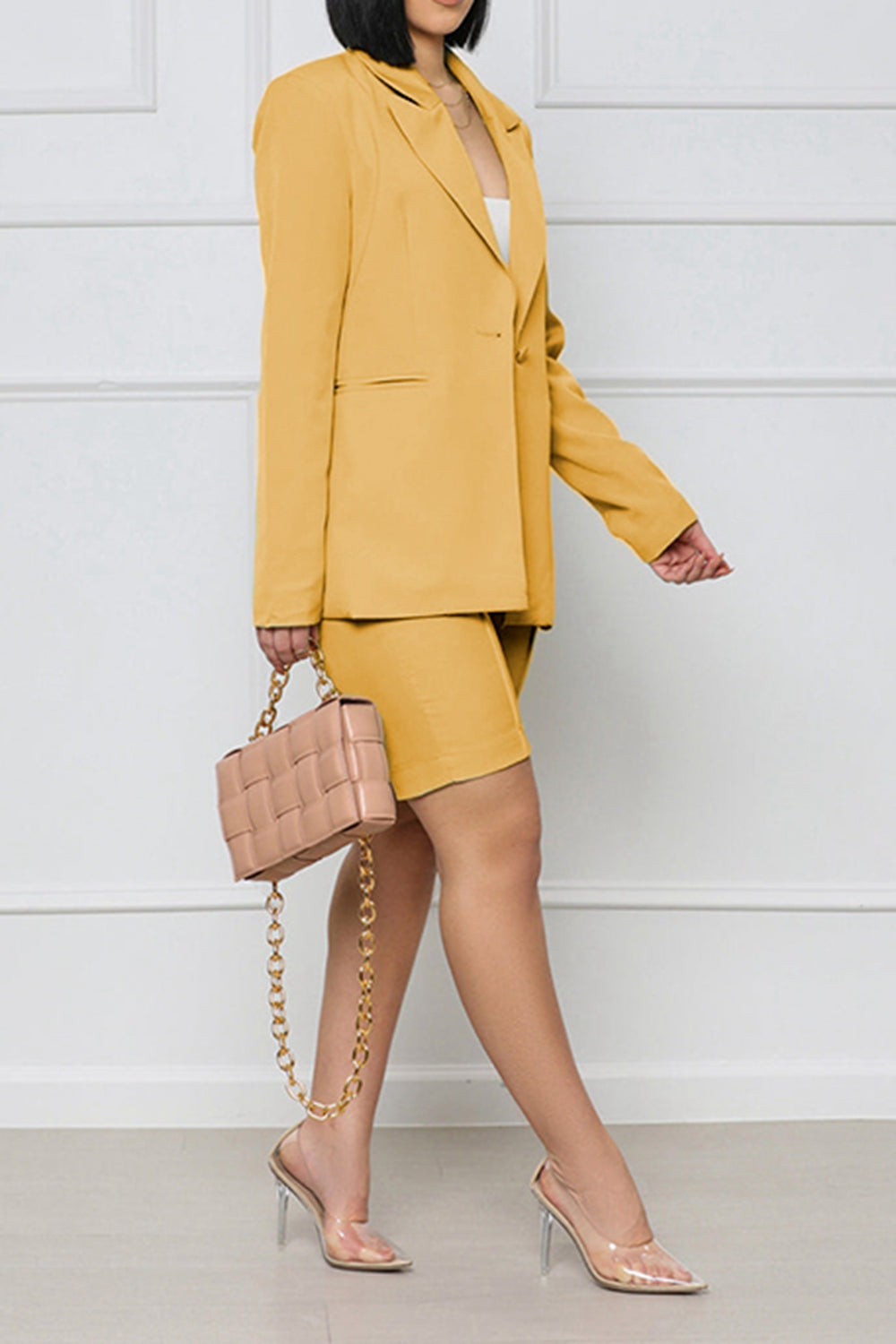 Long Sleeve Blazer and Shorts Set - Drazelle Store