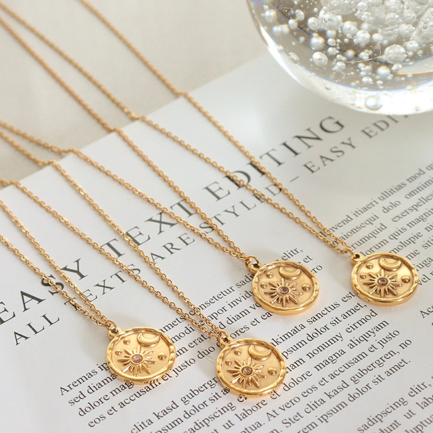 Zircon Titanium Steel Coin Shape Necklace - Drazelle Store