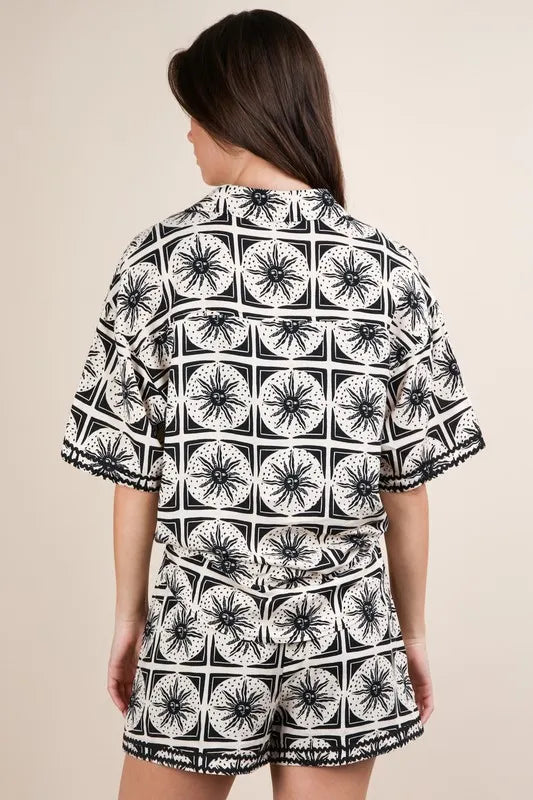 Tropical Printed Shirt Top & Shorts Set - Drazelle Store