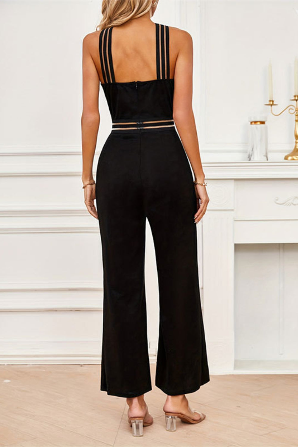 Crisscross Cutout Sleeveless Wide Leg Jumpsuit - Drazelle Store