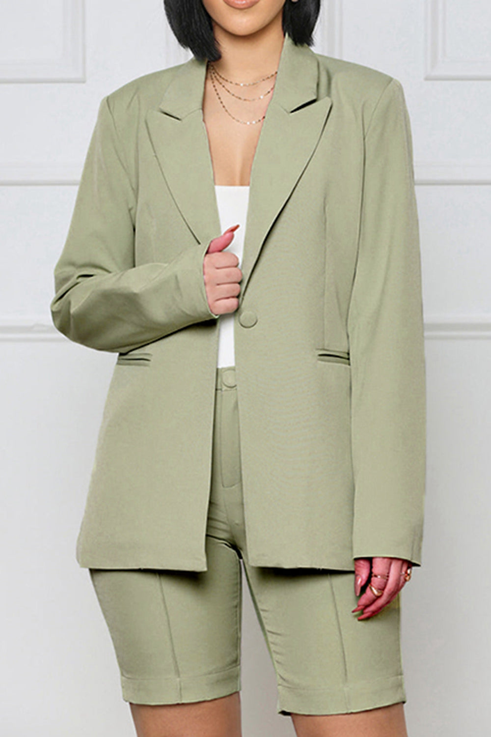 Long Sleeve Blazer and Shorts Set - Drazelle Store