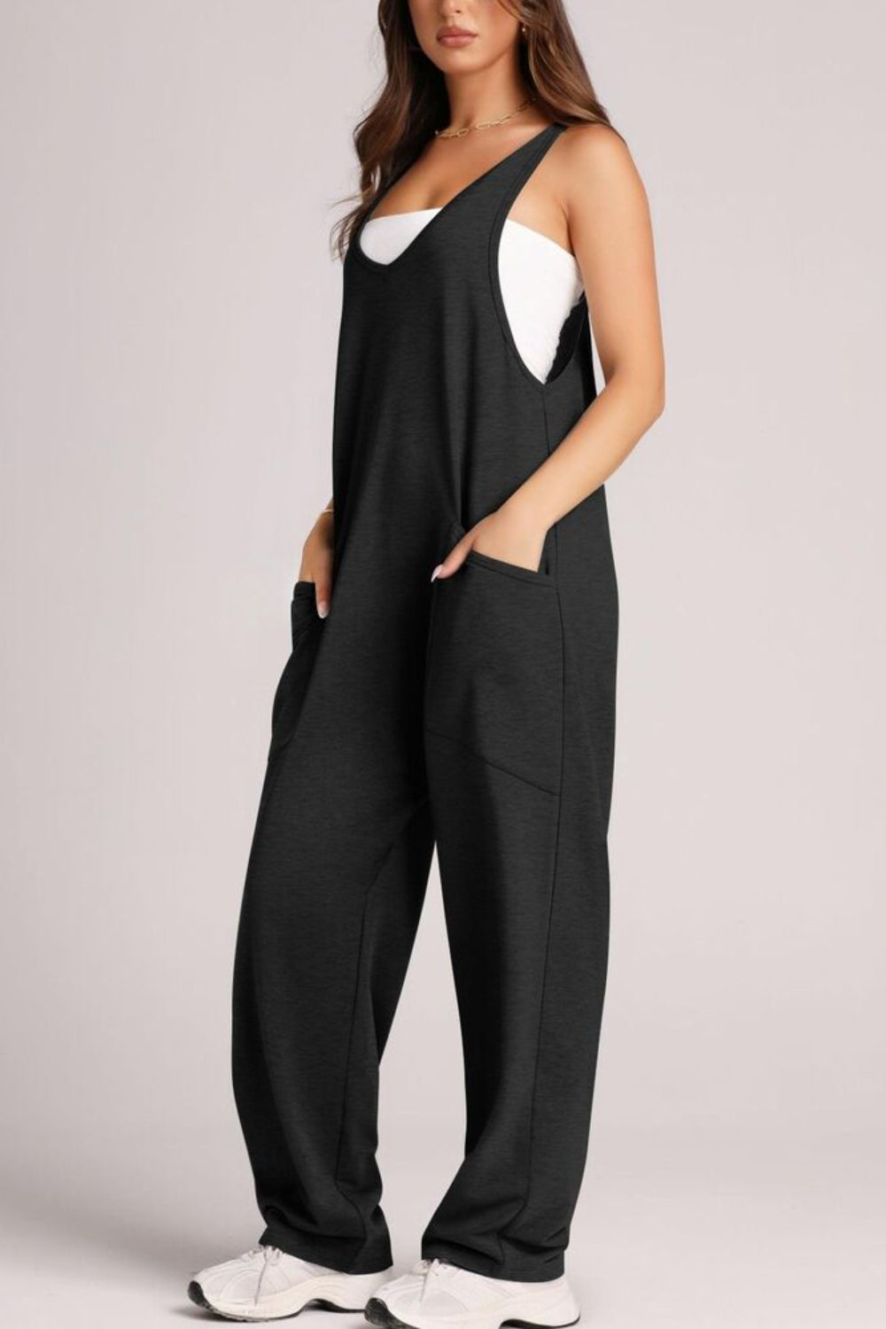 Lovelet V-Neck Wide Strap Overalls - Drazelle Store