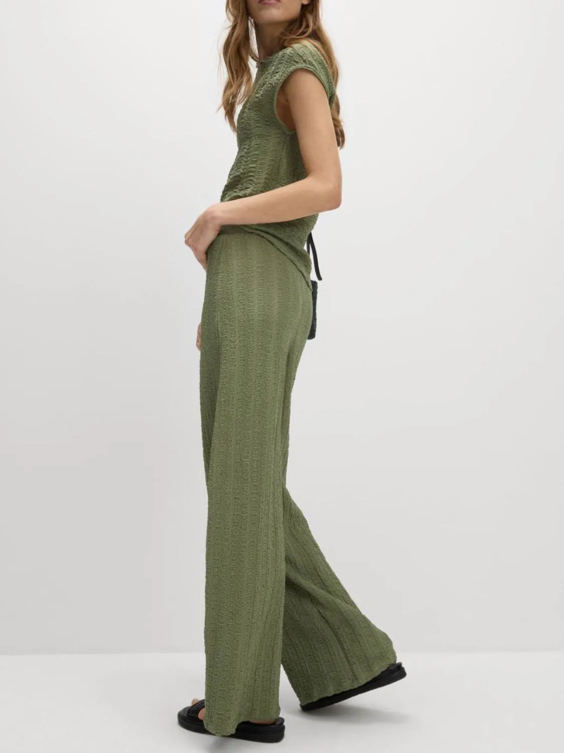Round Neck Cap Sleeve Top and Pants Set - Drazelle Store