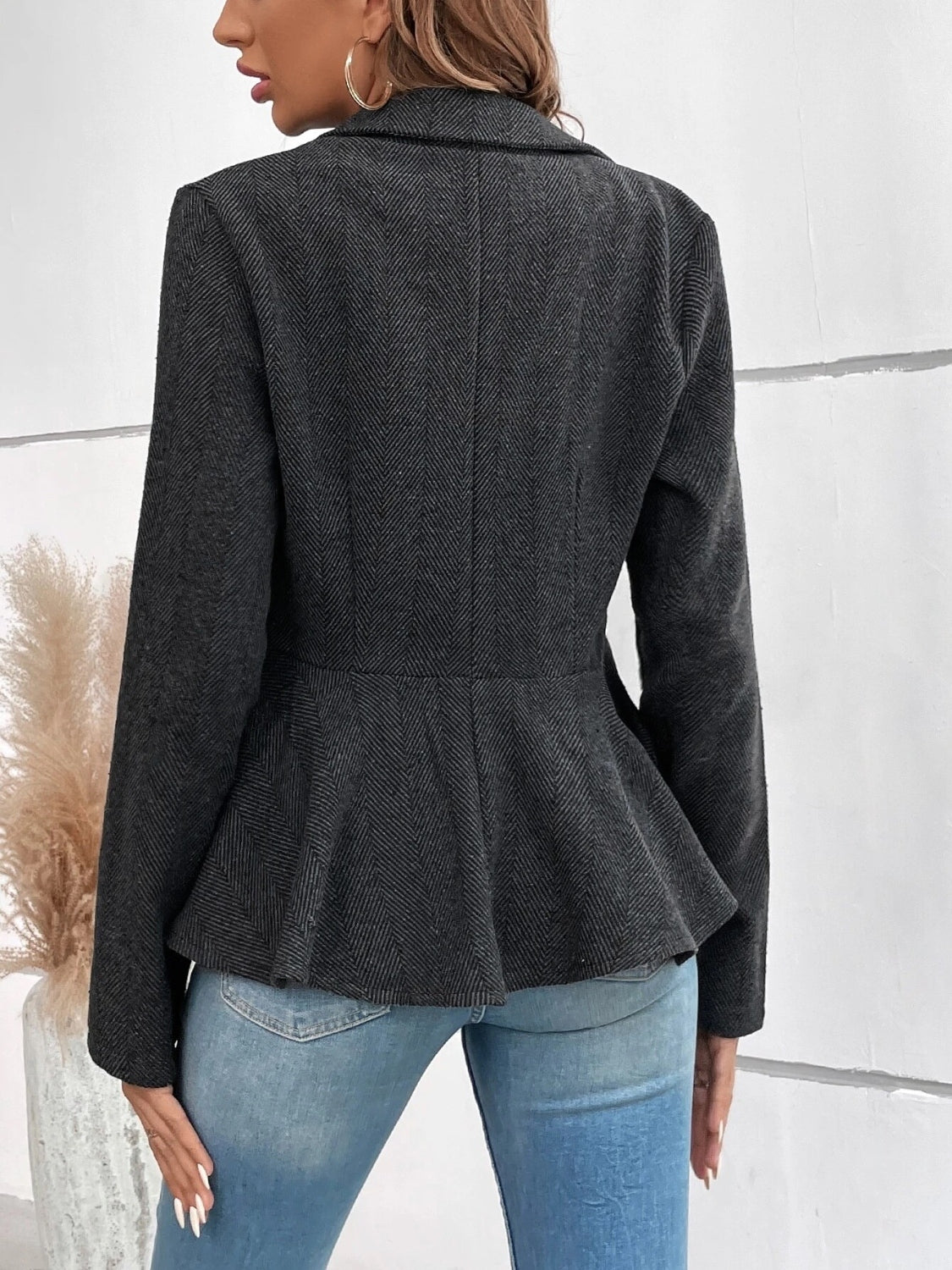 Ruffle Hem Collared Blazer - Drazelle Store