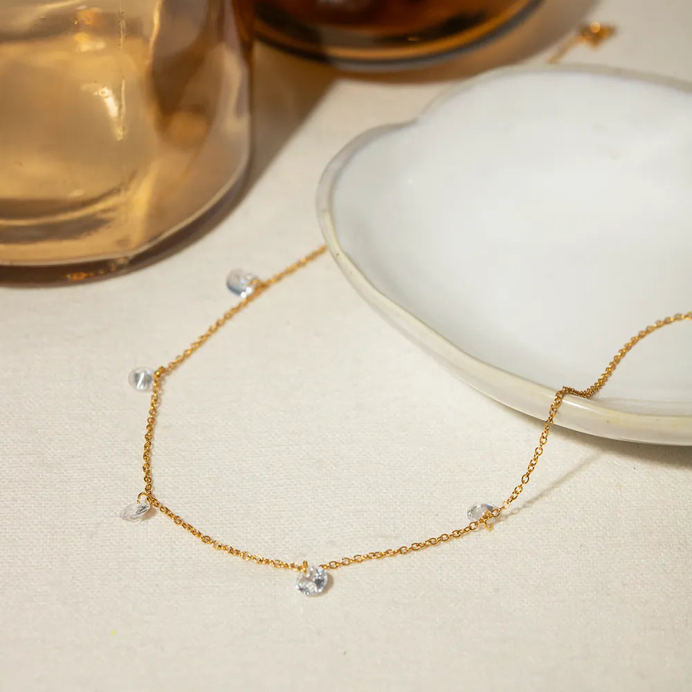 Stainless Steel Rhinestone Charm Necklace - Drazelle Store