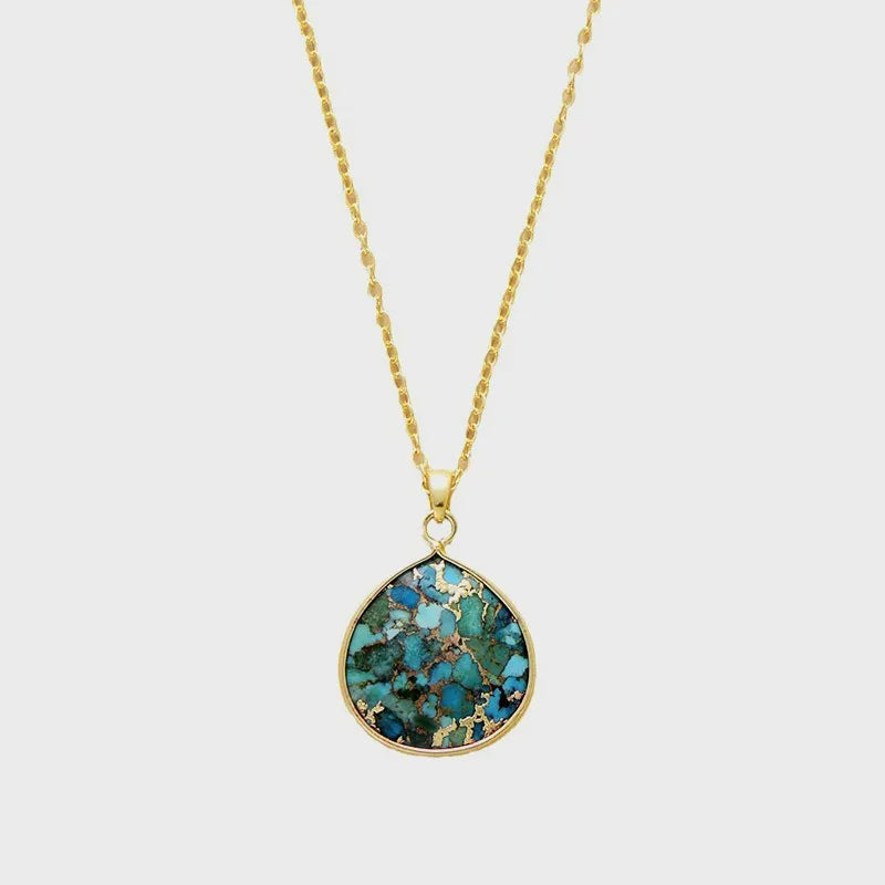 Turquoise Chain Pendant Necklace - Drazelle Store