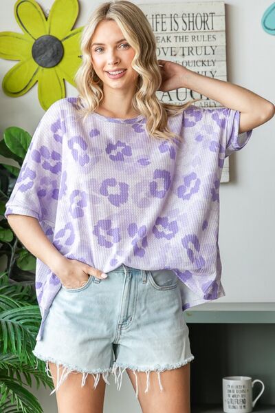 HOPELY Print Waffle Oversized T-Shirt - Drazelle Store