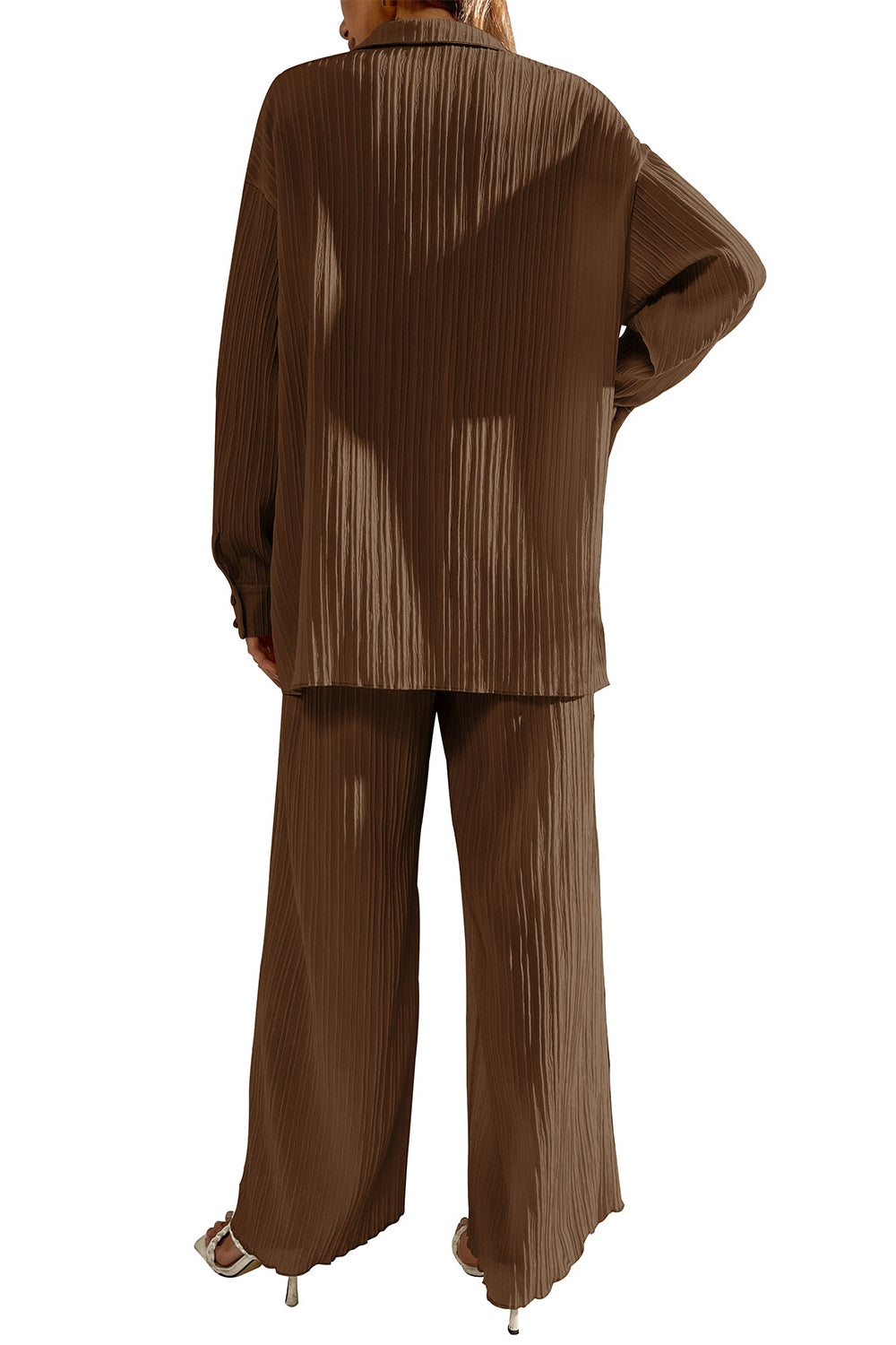 Johnny Collar Button Down Top and Pants Set - Drazelle Store