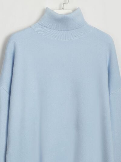Turtleneck Long Sleeve Top and Drawstring Pants Sweater Set - Drazelle Store
