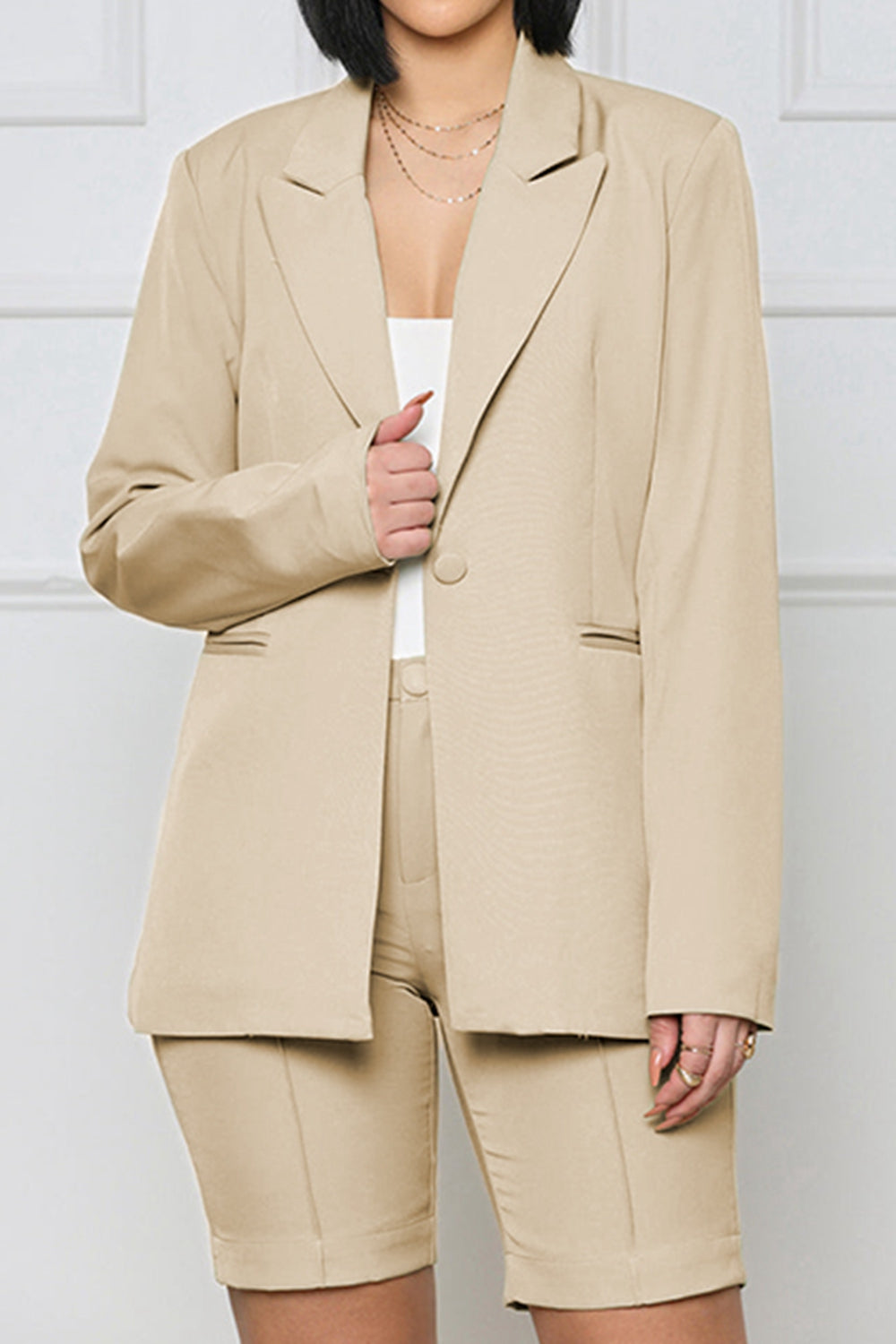 Long Sleeve Blazer and Shorts Set - Drazelle Store