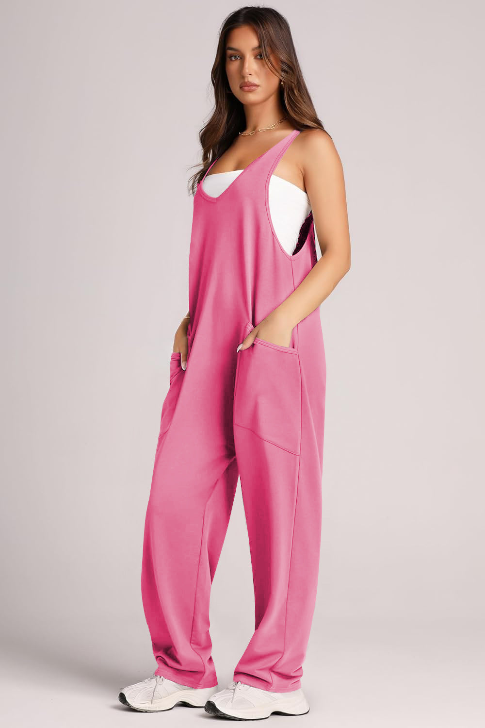 Lovelet V-Neck Wide Strap Overalls - Drazelle Store