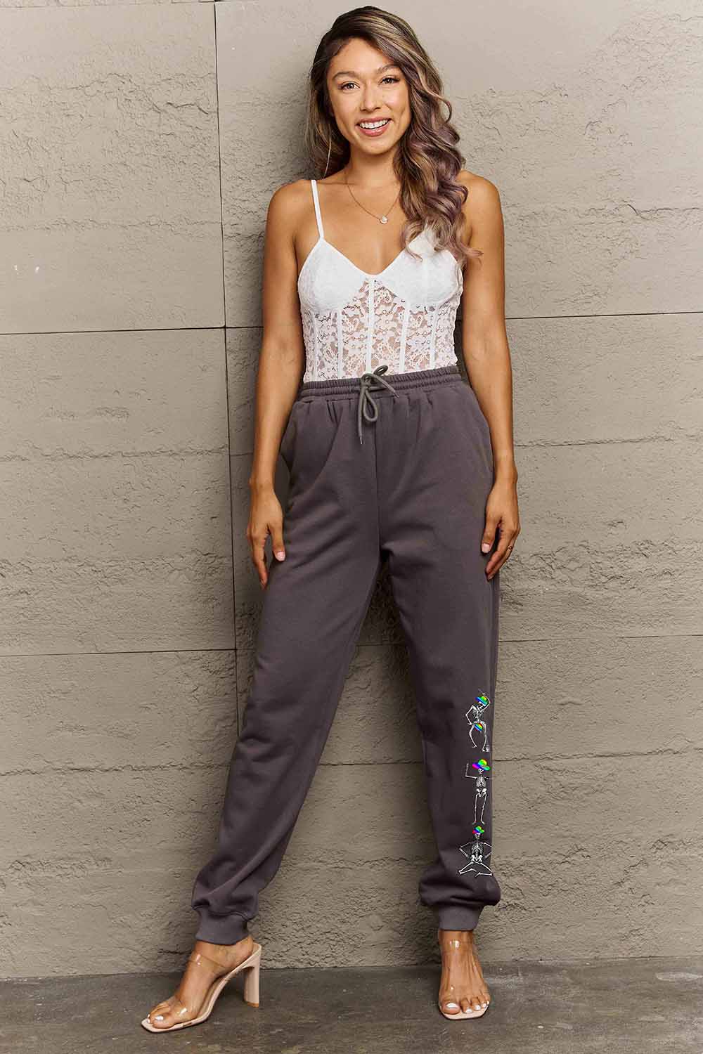 Simply Love Full Size SKELETON Graphic Sweatpants - Drazelle Store