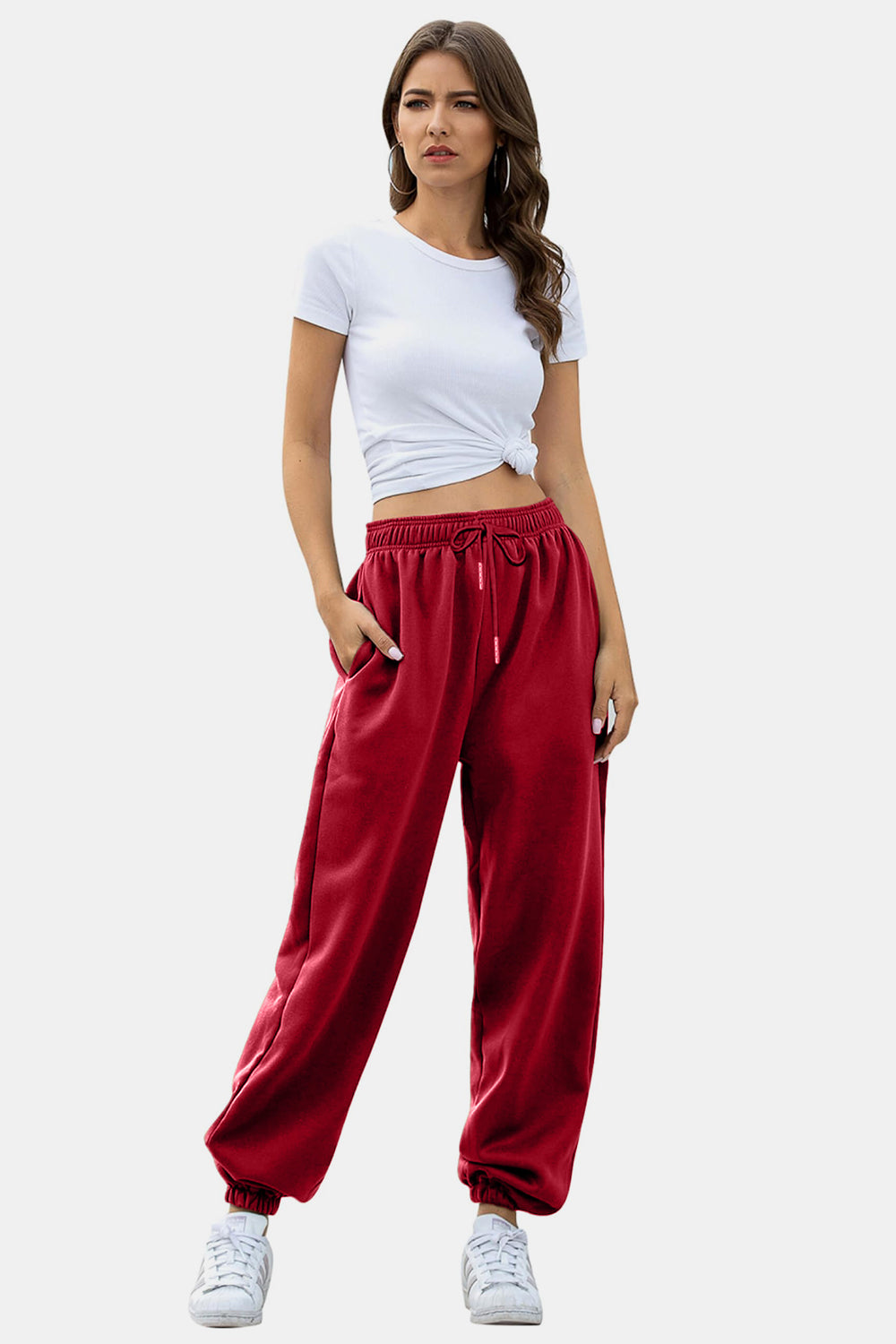 Elastic Waist Sweatpants with Pockets - Drazelle Store