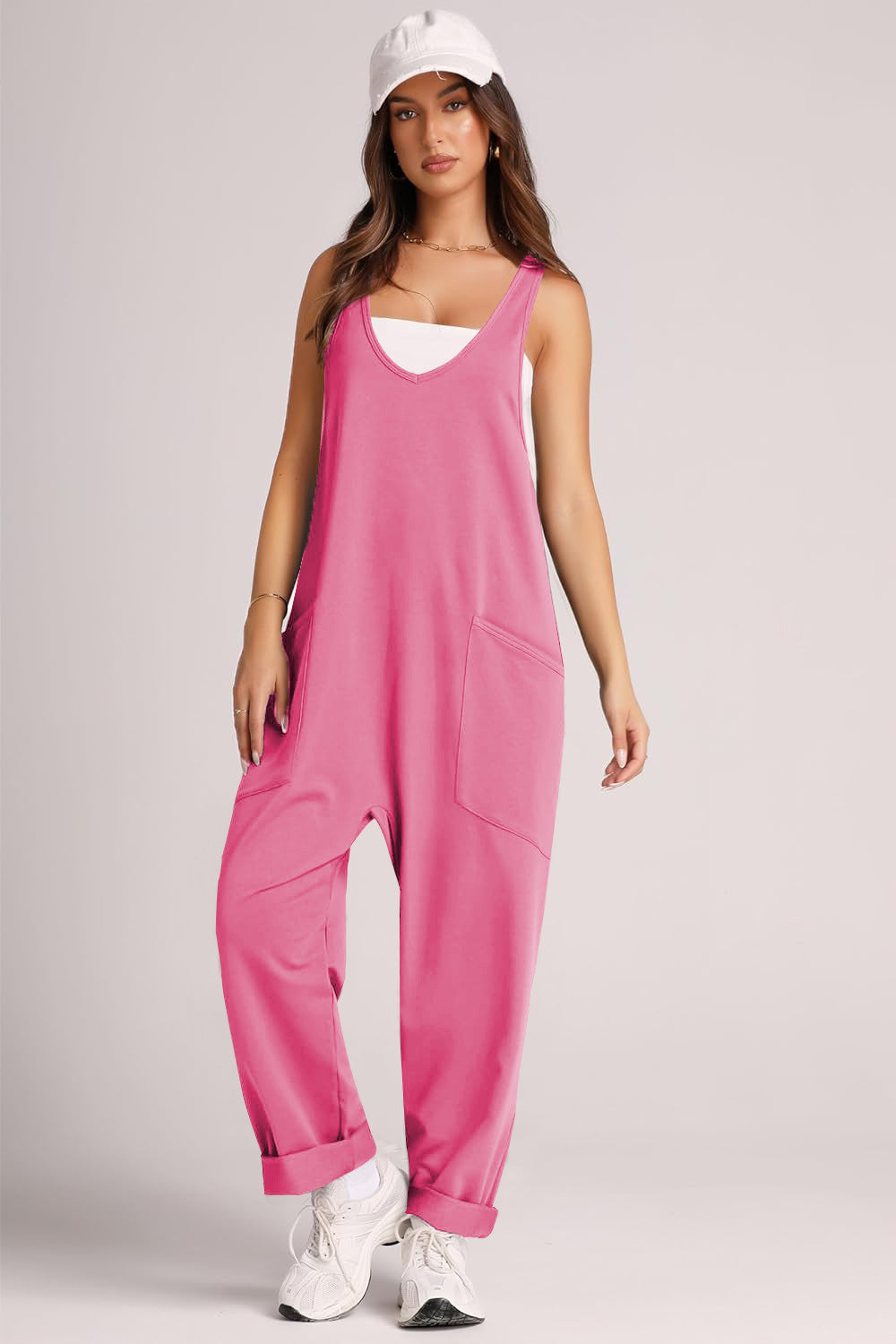 Lovelet V-Neck Wide Strap Overalls - Drazelle Store