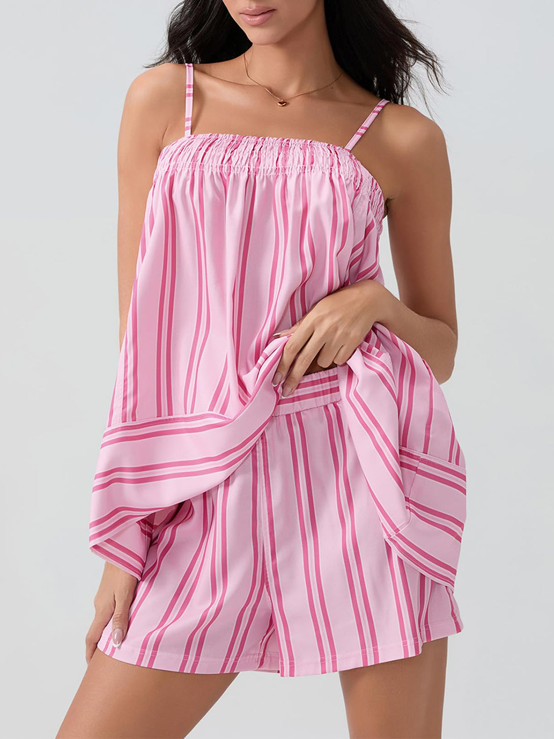 Smocked Square Neck Cami and Shorts Set - Drazelle Store