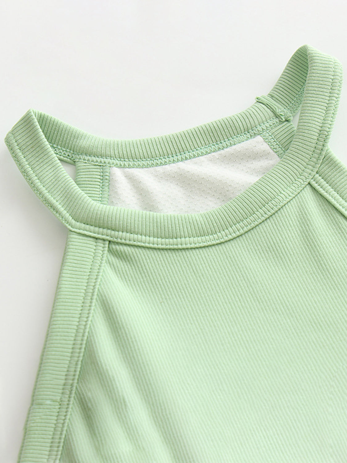 Ribbed Grecian Neck Cropped Tank with Chest Pads - Drazelle Store