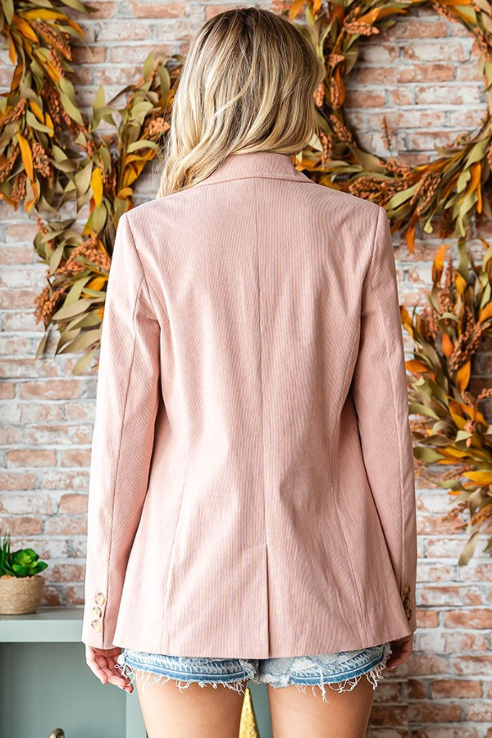 Single-Breasted Flap Pocket Corduroy Blazer - Drazelle Store