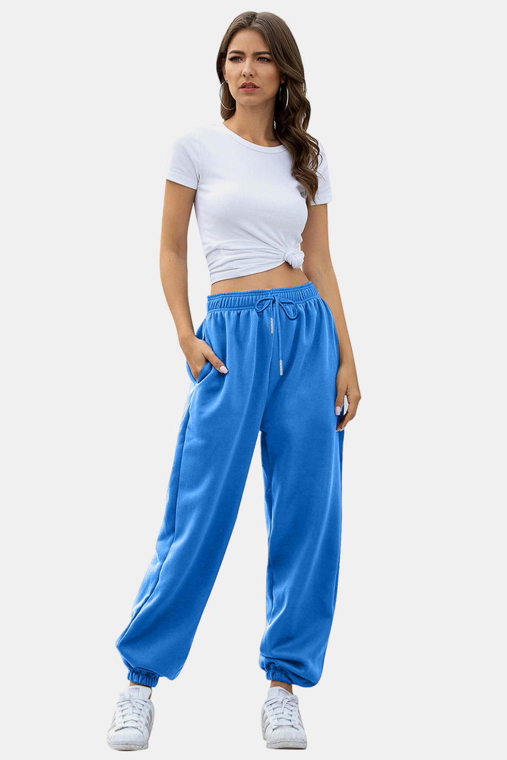 Elastic Waist Sweatpants with Pockets - Drazelle Store