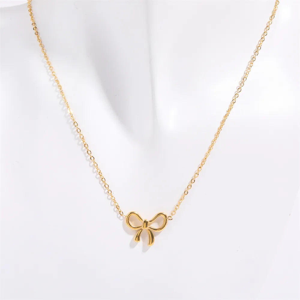 Titanium Steel Bow Pendant Necklace - Drazelle Store